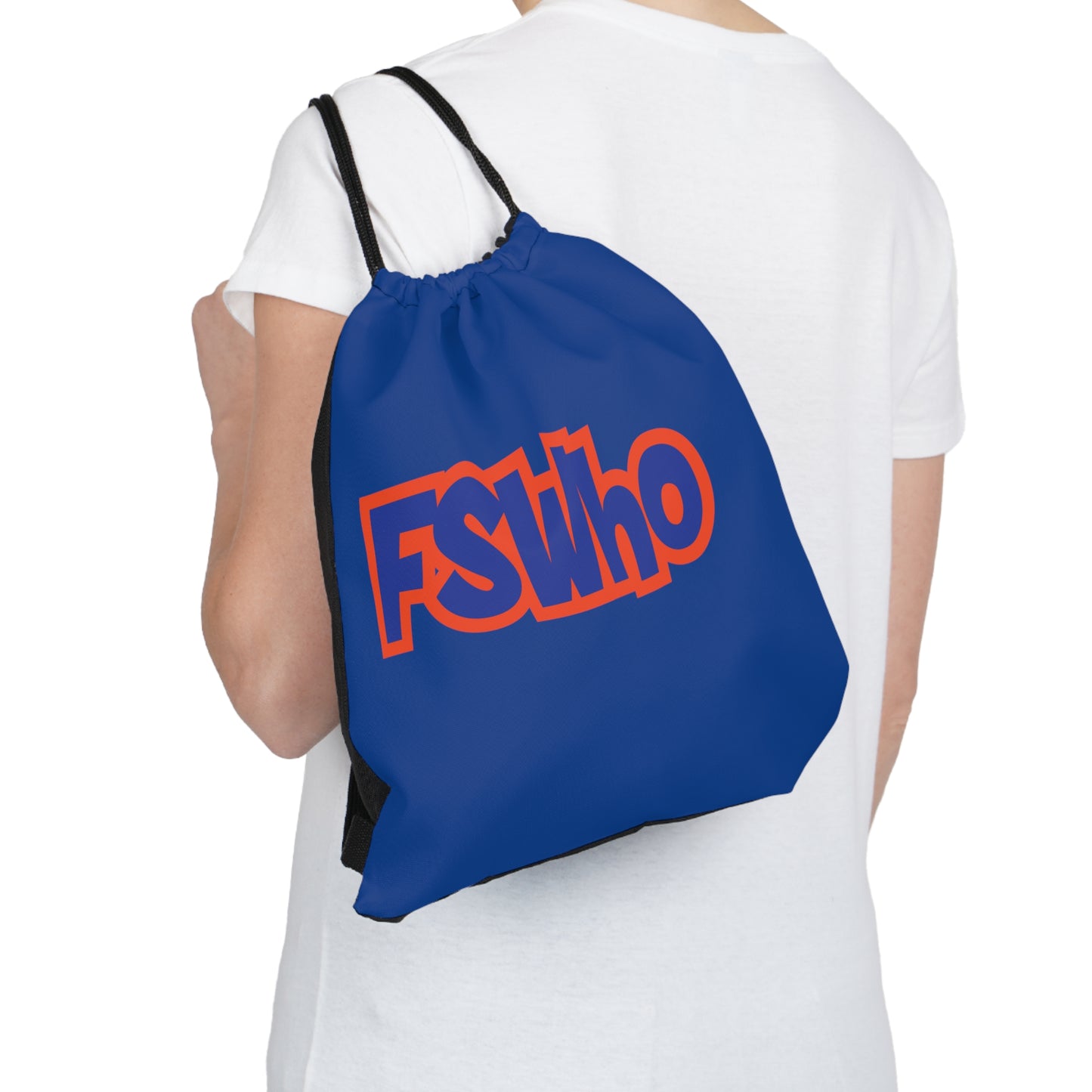 Outdoor Drawstring Bag FSWho Blue Lettering (Blue)