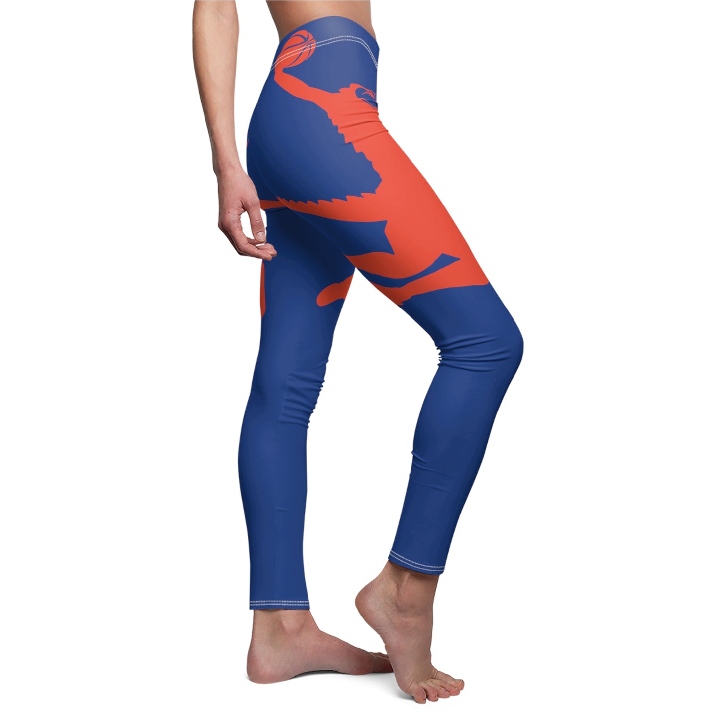 ChompMan Basketball (V6 / Blue) Women's Cut & Sew Casual Leggings (AOP)