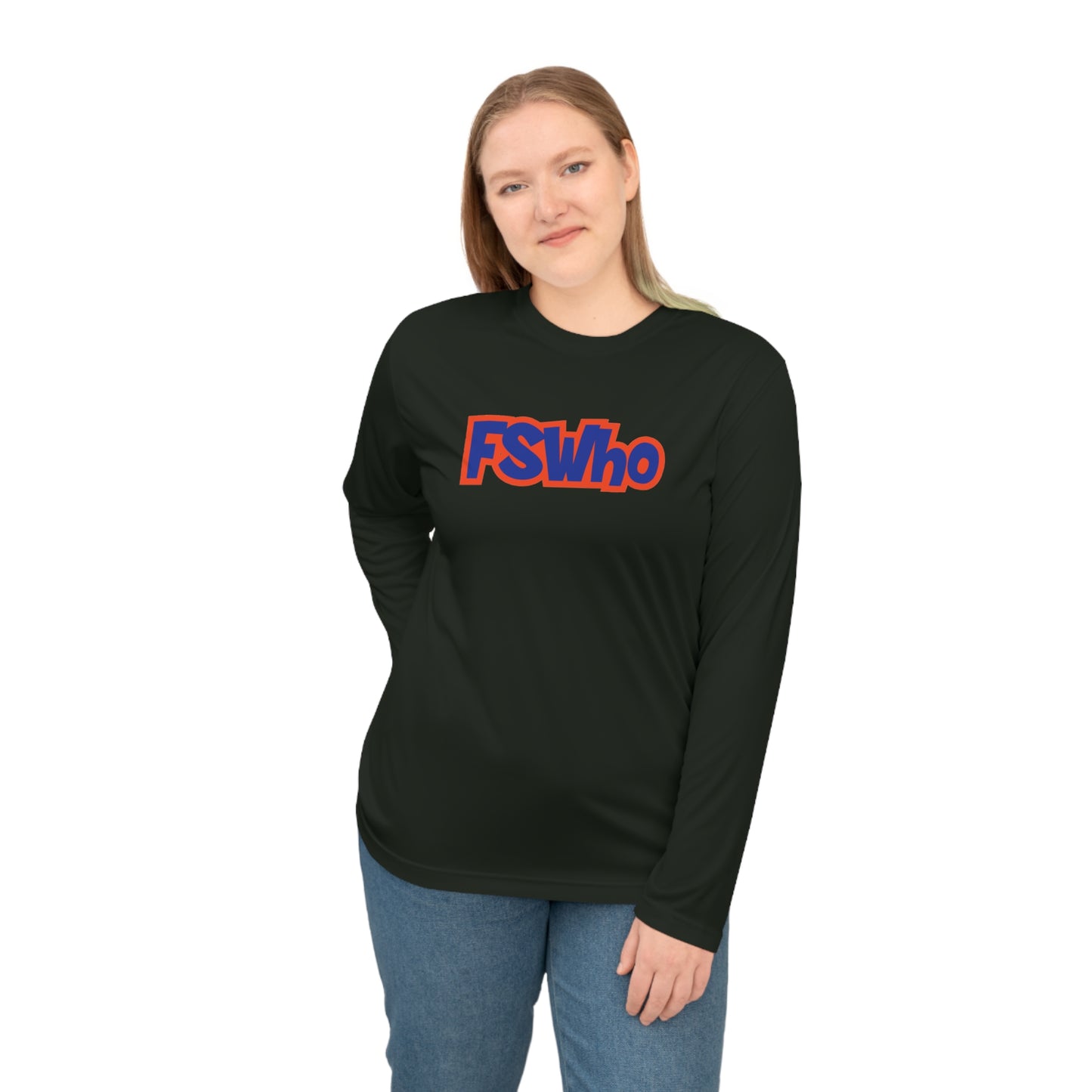 Unisex Performance Long Sleeve Shirt FSWho Blue Lettering