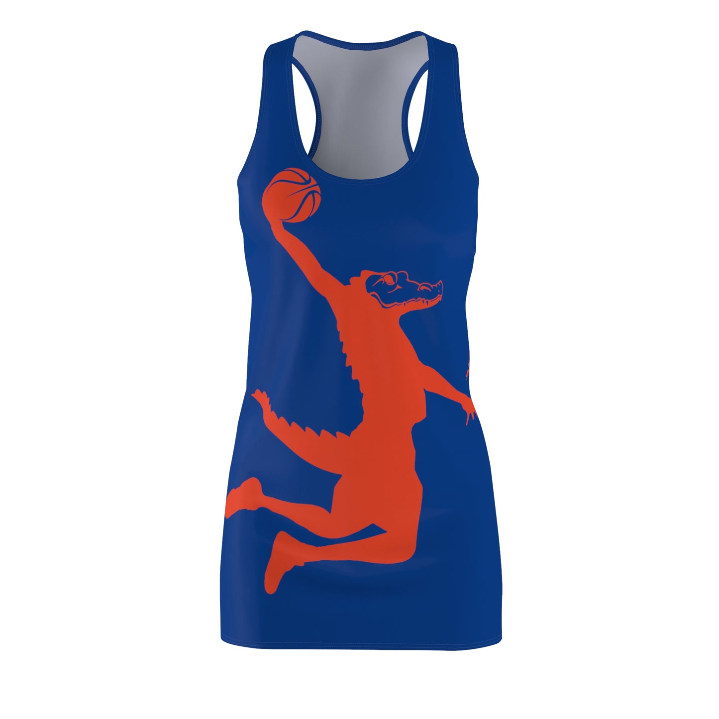 ChompMan Basketball (V6 / Blue) Women's Cut & Sew Racerback Dress (AOP)