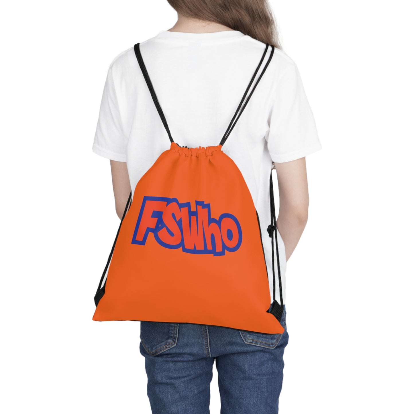 Outdoor Drawstring Bag FSWho Orange Lettering (Orange)