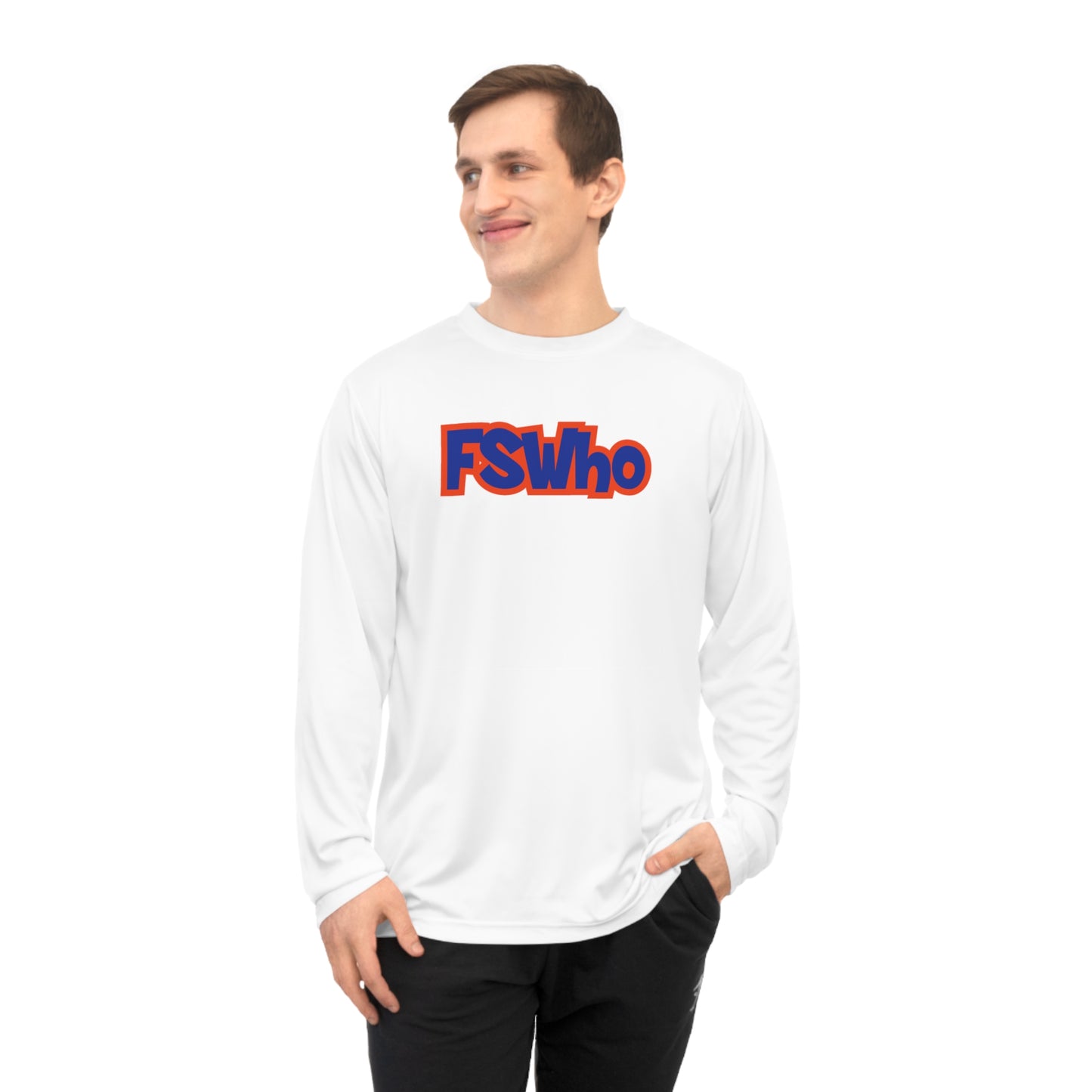 Unisex Performance Long Sleeve Shirt FSWho Blue Lettering