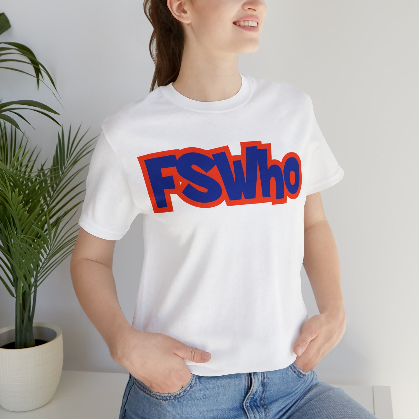 Unisex Jersey Short Sleeve Tee FSWho Blue Lettering