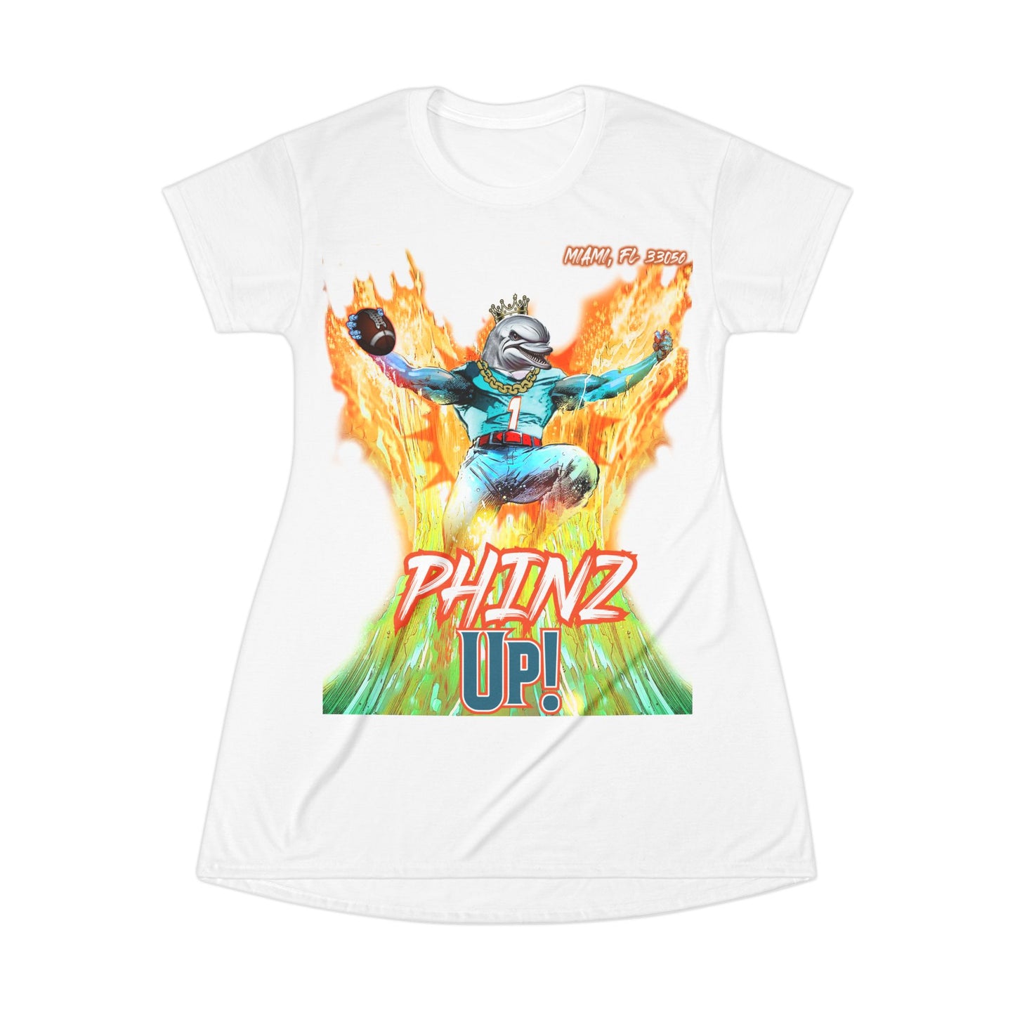 Phinz Up (V2 / White) T-Shirt Dress (AOP)