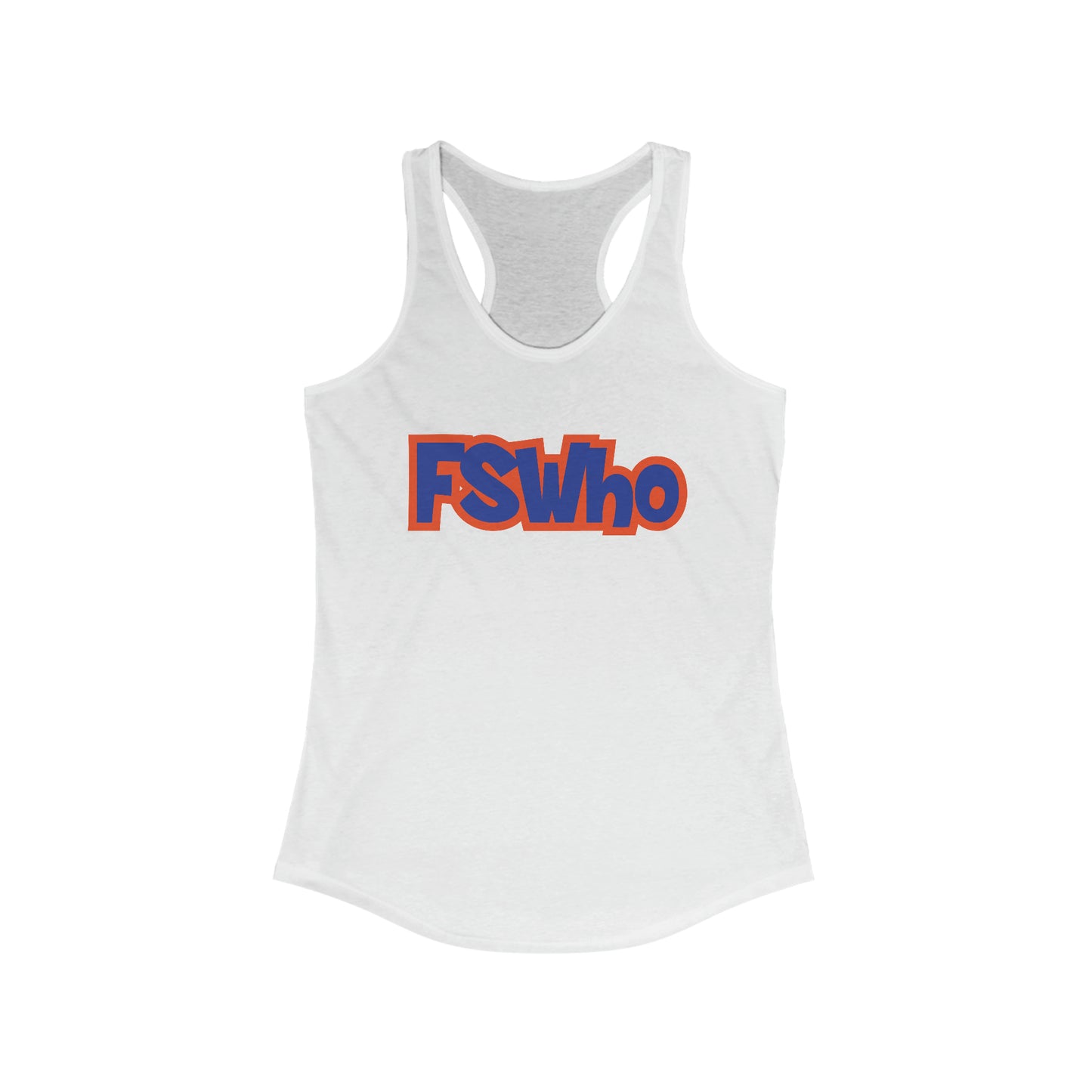 Women's Ideal Racerback Tank FSWho Blue Lettering