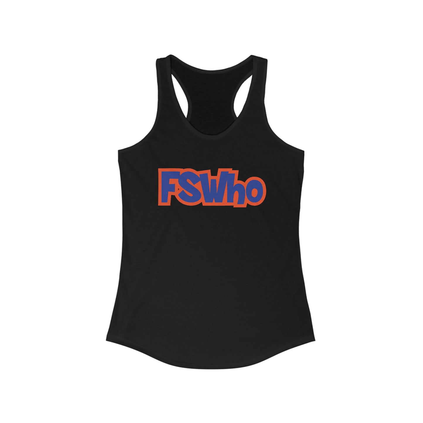 Women's Ideal Racerback Tank FSWho Blue Lettering