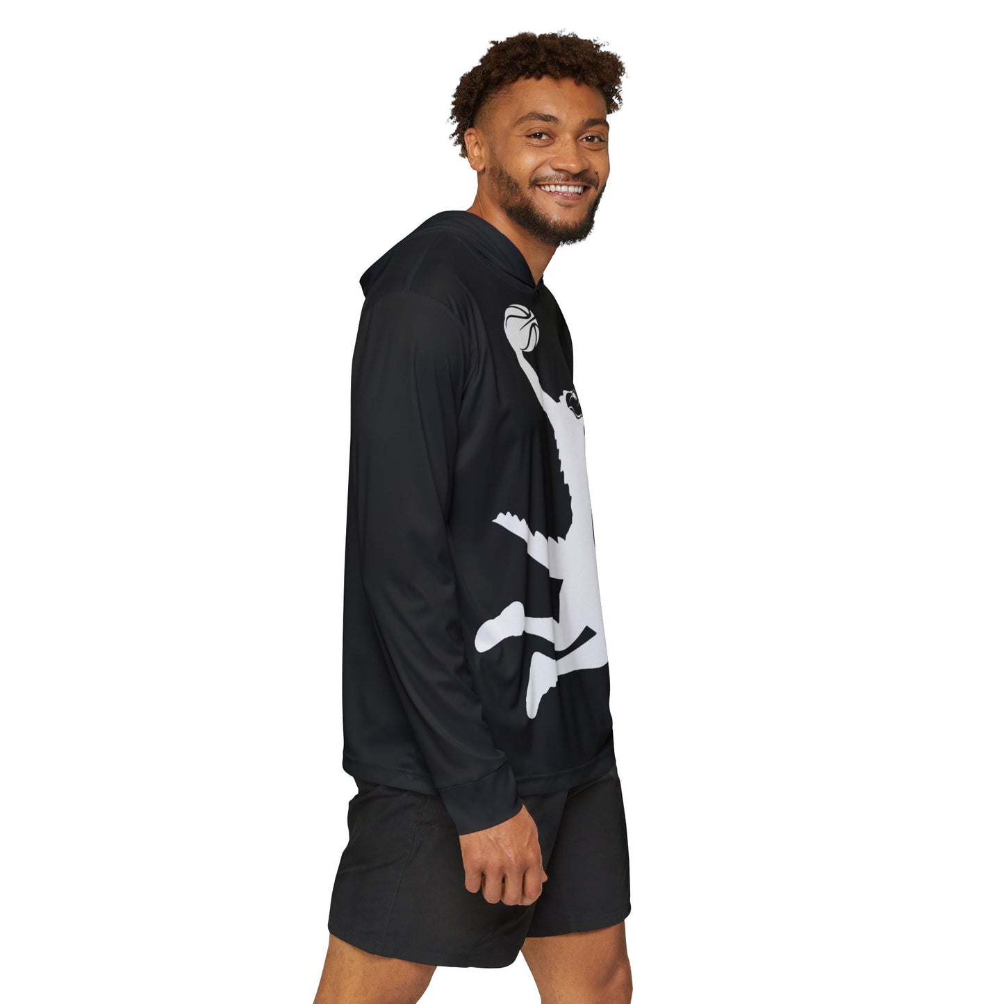 ChompMan Basketball (V7 / Black) Men's Sports Warmup Hoodie (AOP)