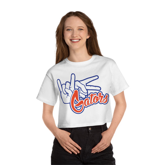 Champion Women's Heritage Cropped T-Shirt UF (Rock On) Gators Hands_V1