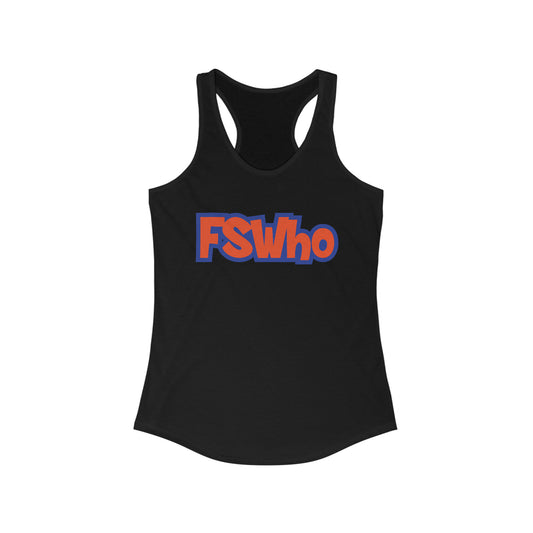 Women's Ideal Racerback Tank FSWho Orange Lettering