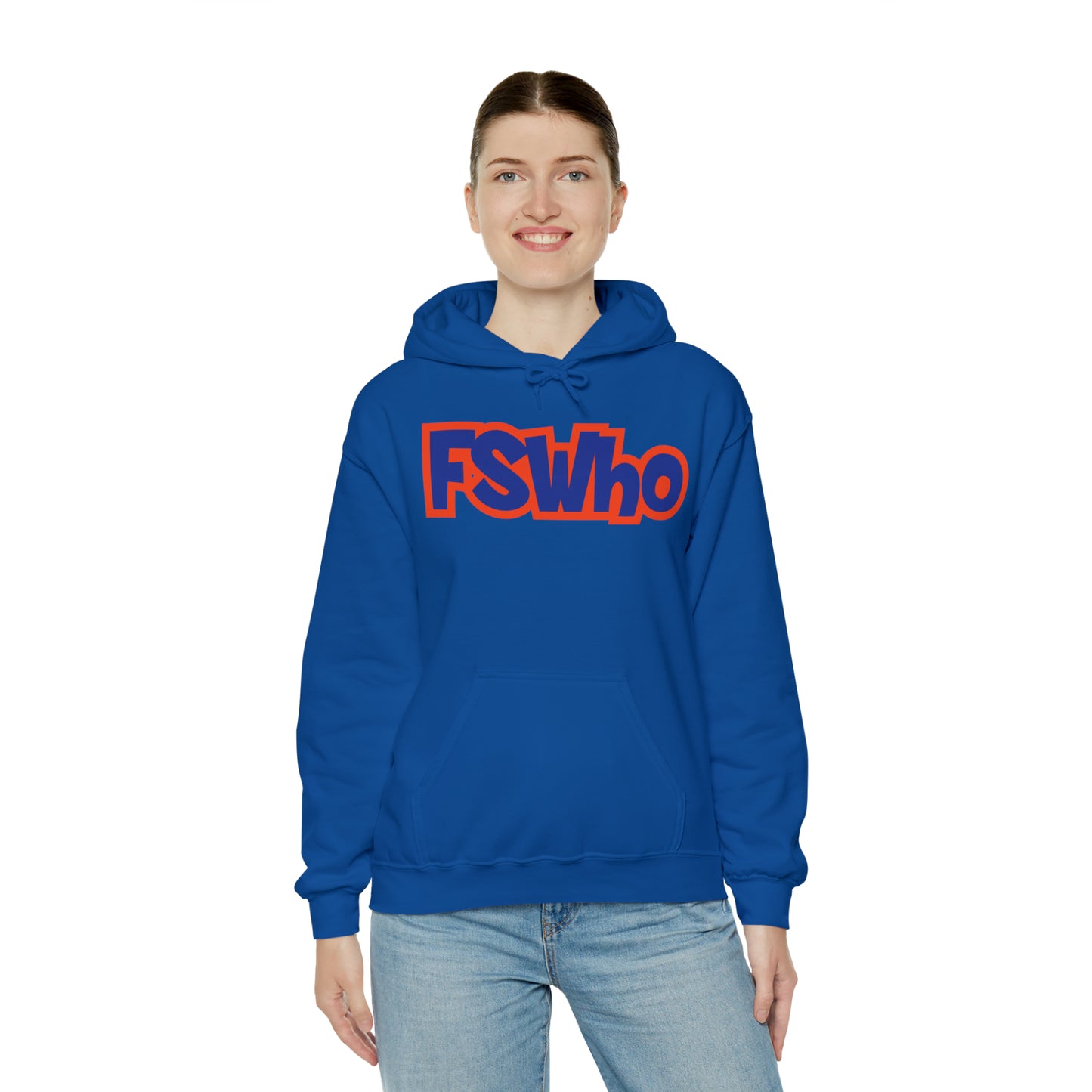 Unisex Heavy Blend™ Hooded Sweatshirt FSWho Blue Lettering