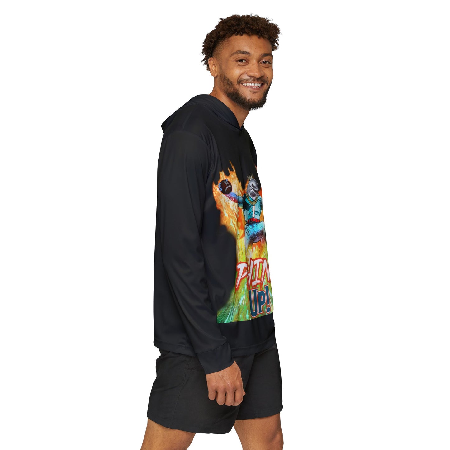 Phinz Up (V2 / Black) Men's Sports Warmup Hoodie (AOP)