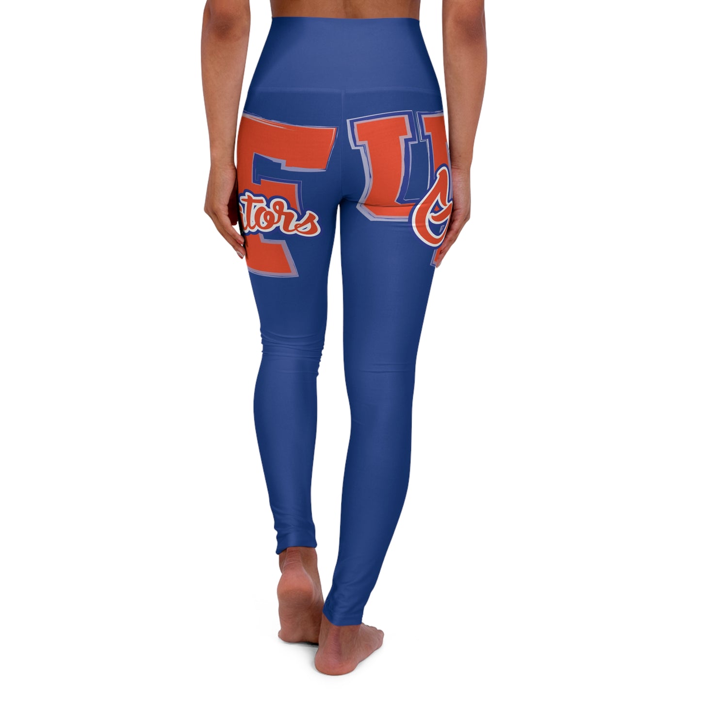 High Waisted Yoga Leggings (AOP) UF Gators Script