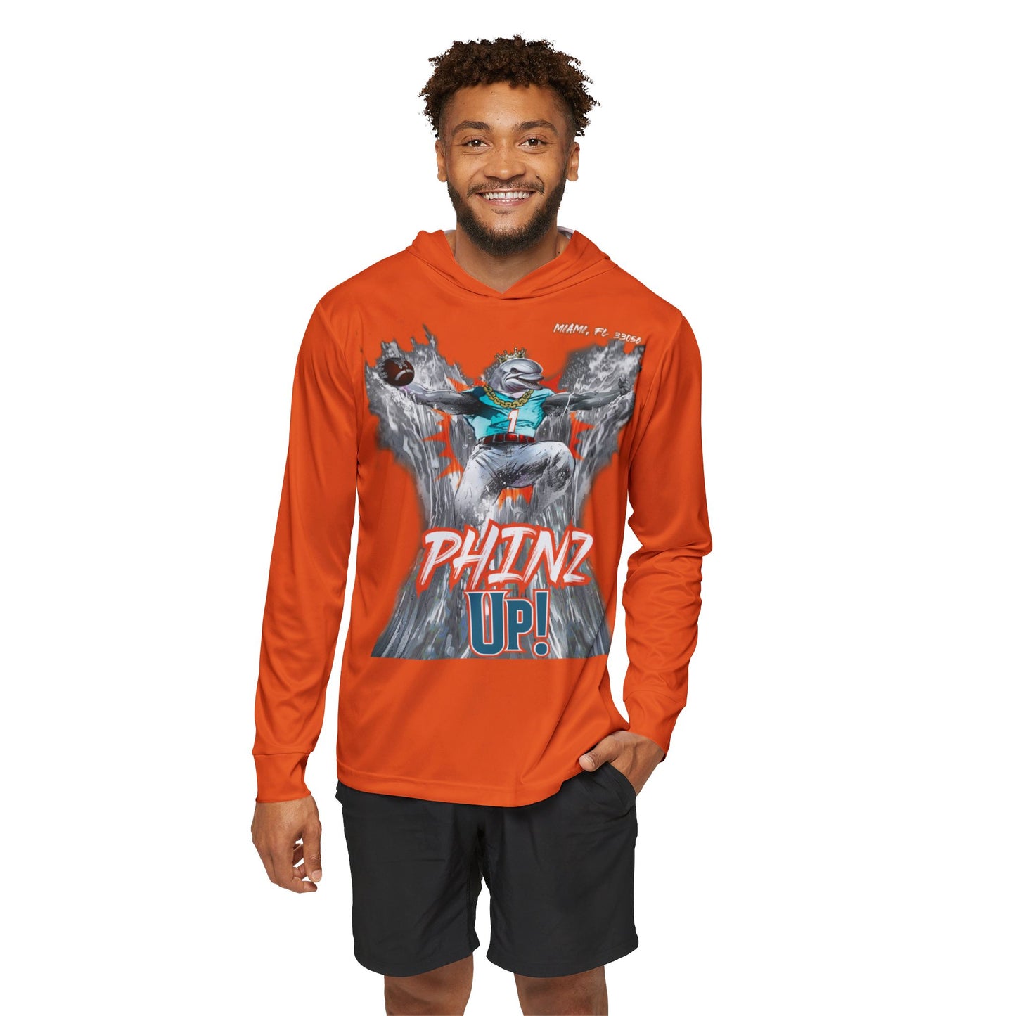 Phinz Up (V3 / Orange) Men's Sports Warmup Hoodie (AOP)