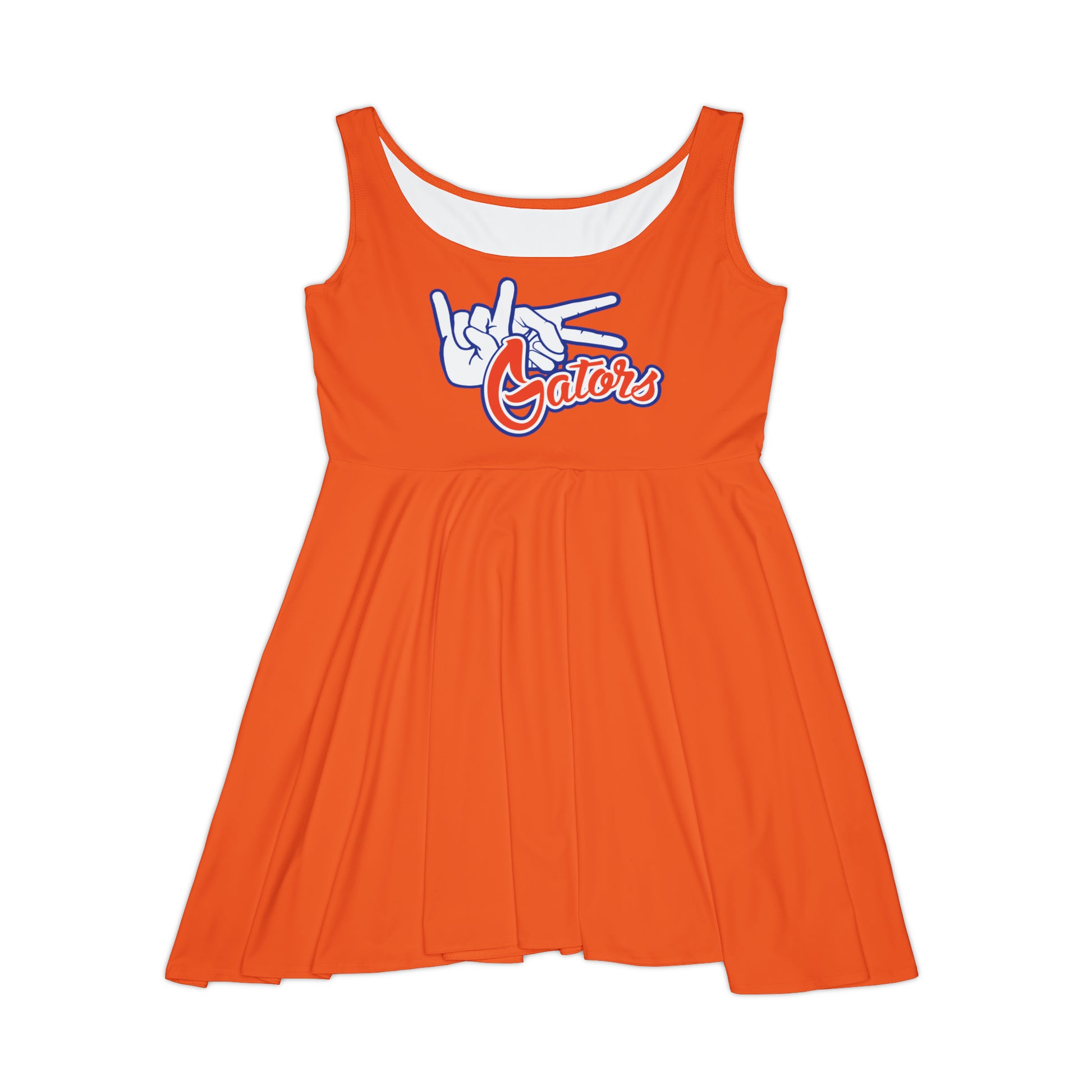 Women's Skater Dress (AOP) UF (Rock On) Gators Hands_V1 Swamp Noise Women's Skater Dress (AOP) UF (Rock On) Gators Hands_V1 Swamp Noise