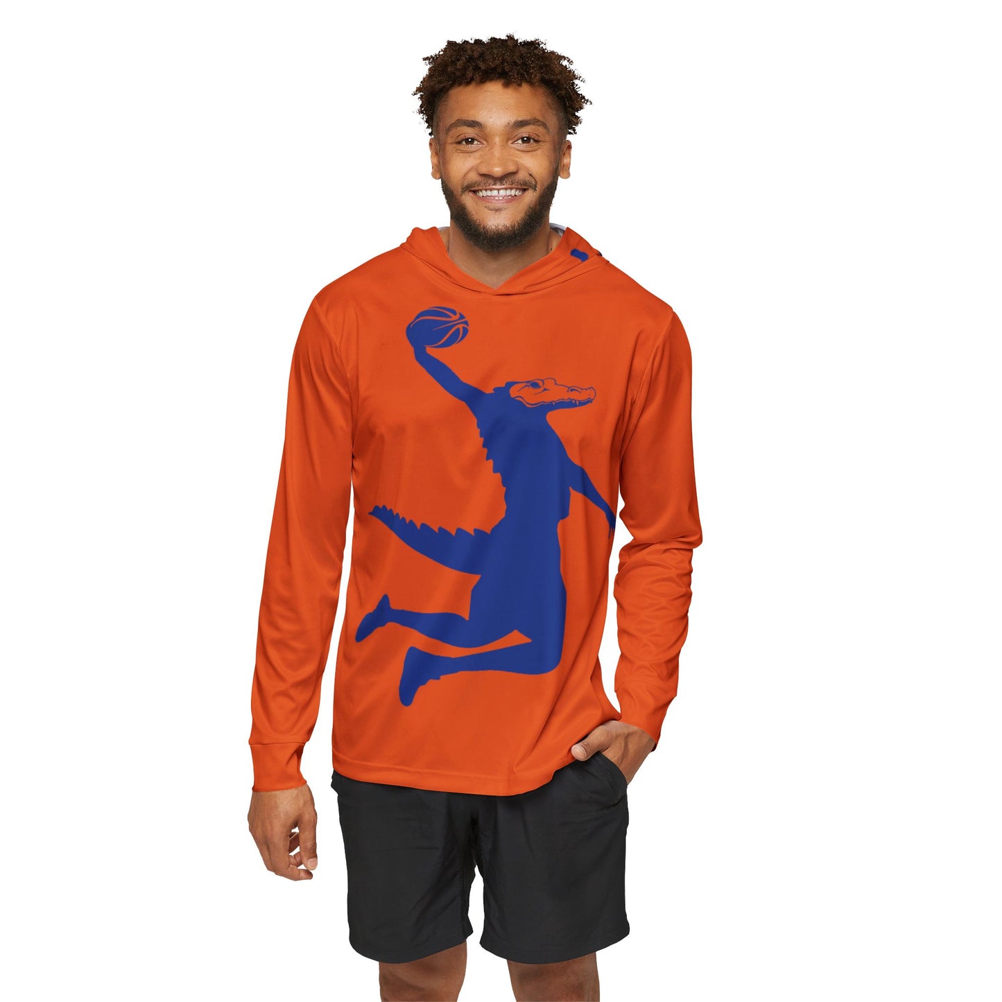 ChompMan Basketball (V5 / Orange) Men's Sports Warmup Hoodie (AOP)