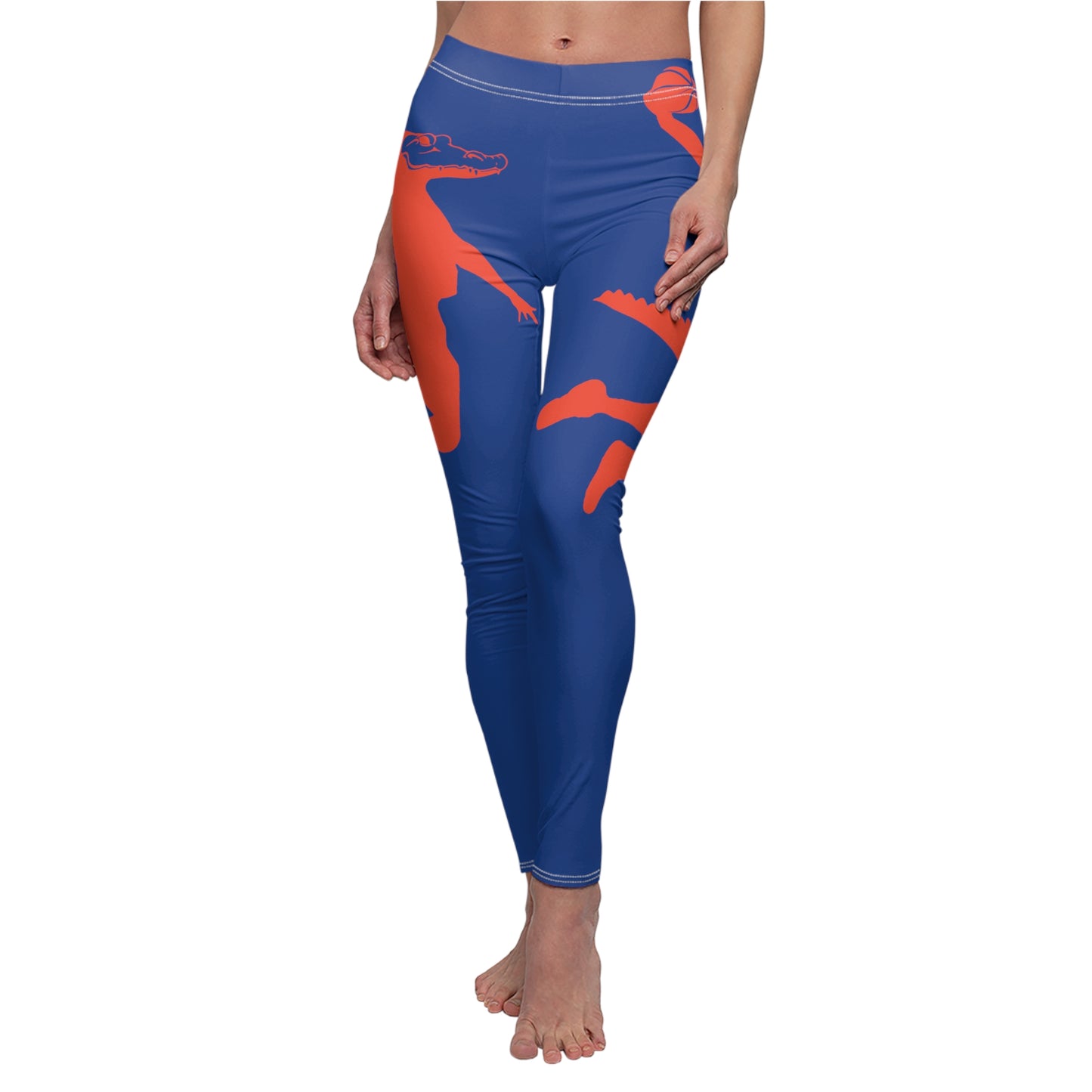 ChompMan Basketball (V6 / Blue) Women's Cut & Sew Casual Leggings (AOP)