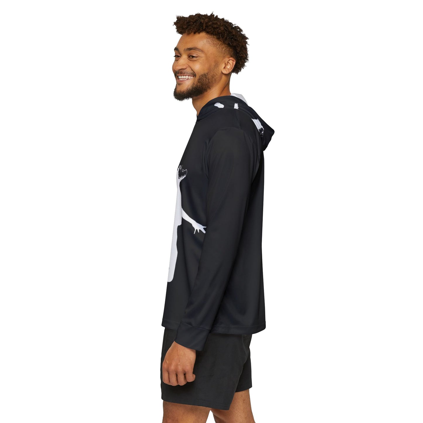 ChompMan Basketball (V7 / Black) Men's Sports Warmup Hoodie (AOP)