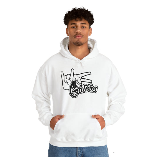 Unisex Heavy Blend™ Hooded Sweatshirt UF (Rock On) Gators Hands (Black and White)