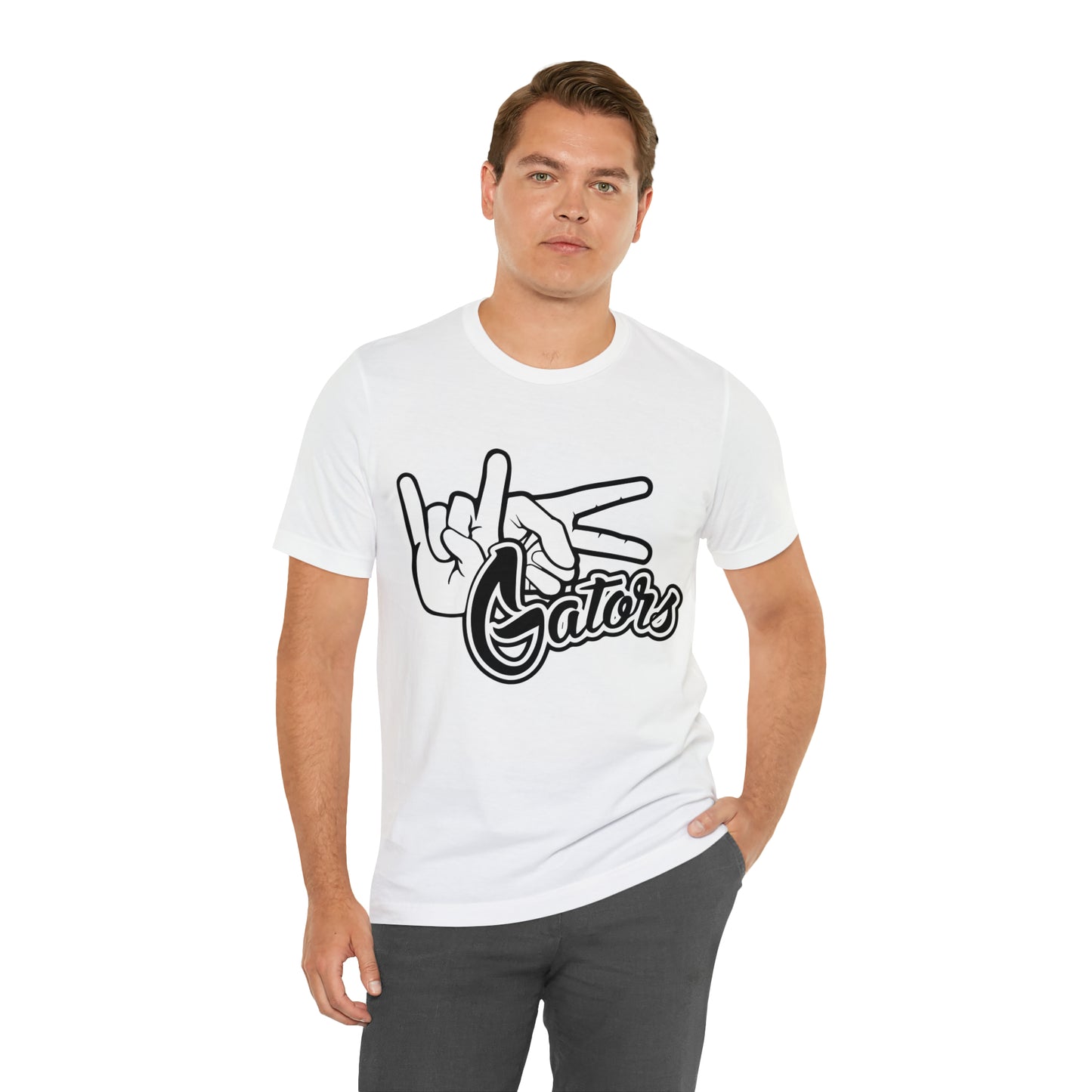 Unisex Jersey Short Sleeve Tee UF (Rock On) Gators Hands (Black and White)