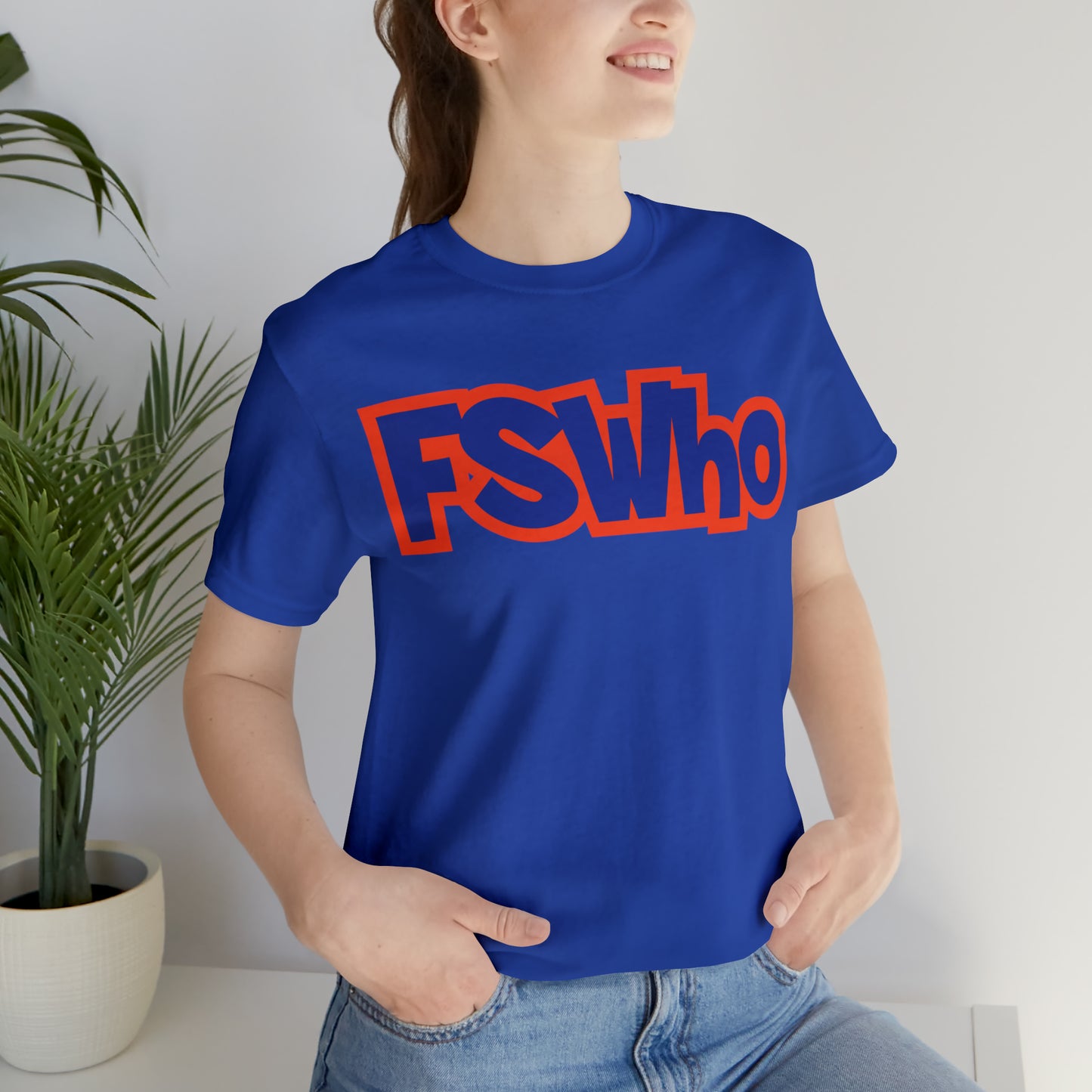 Unisex Jersey Short Sleeve Tee FSWho Blue Lettering
