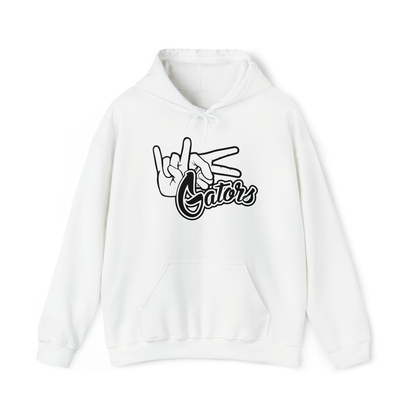 Unisex Heavy Blend™ Hooded Sweatshirt UF (Rock On) Gators Hands (Black and White)