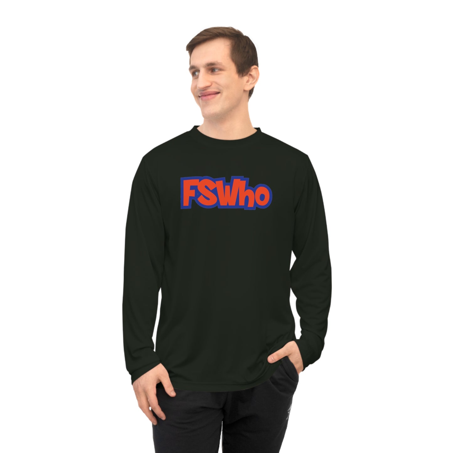 Unisex Performance Long Sleeve Shirt FSWho Orange Lettering