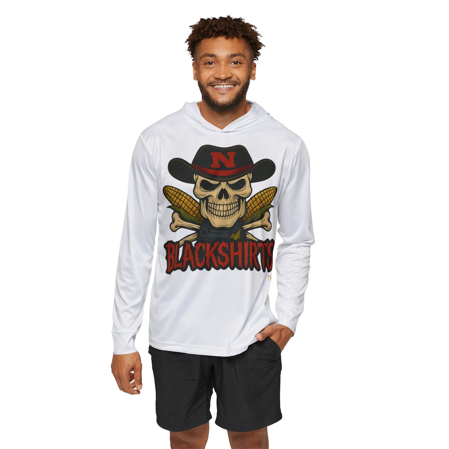 Nebraska Cornhuskers Blackshirts (White)  Sports Skull Hoodie, Unique Sportswear, Halloween Gear, Gift for Fans, Active Lifestyle Sweatshirt