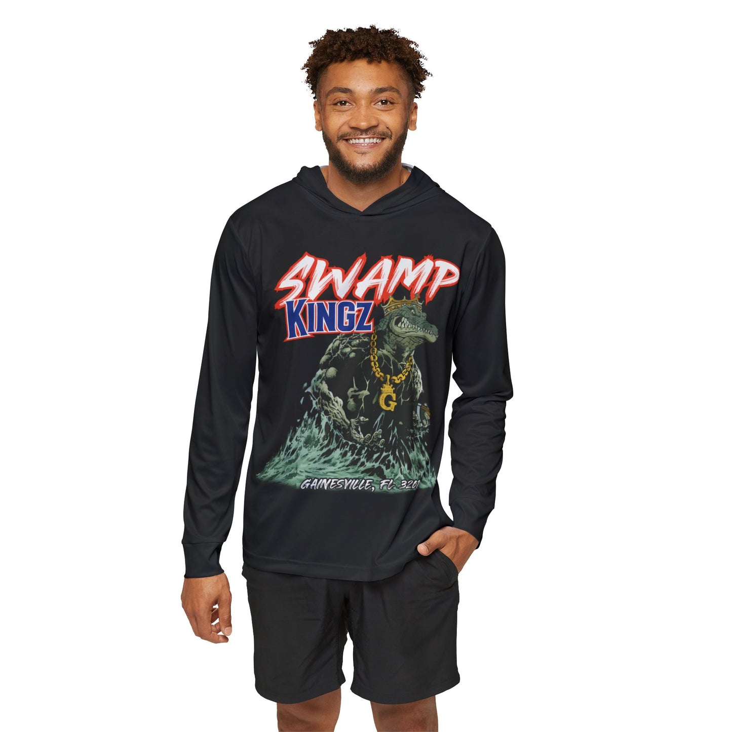 Swamp Kingz (V1 / Black) Men's Sports Warmup Hoodie (AOP)