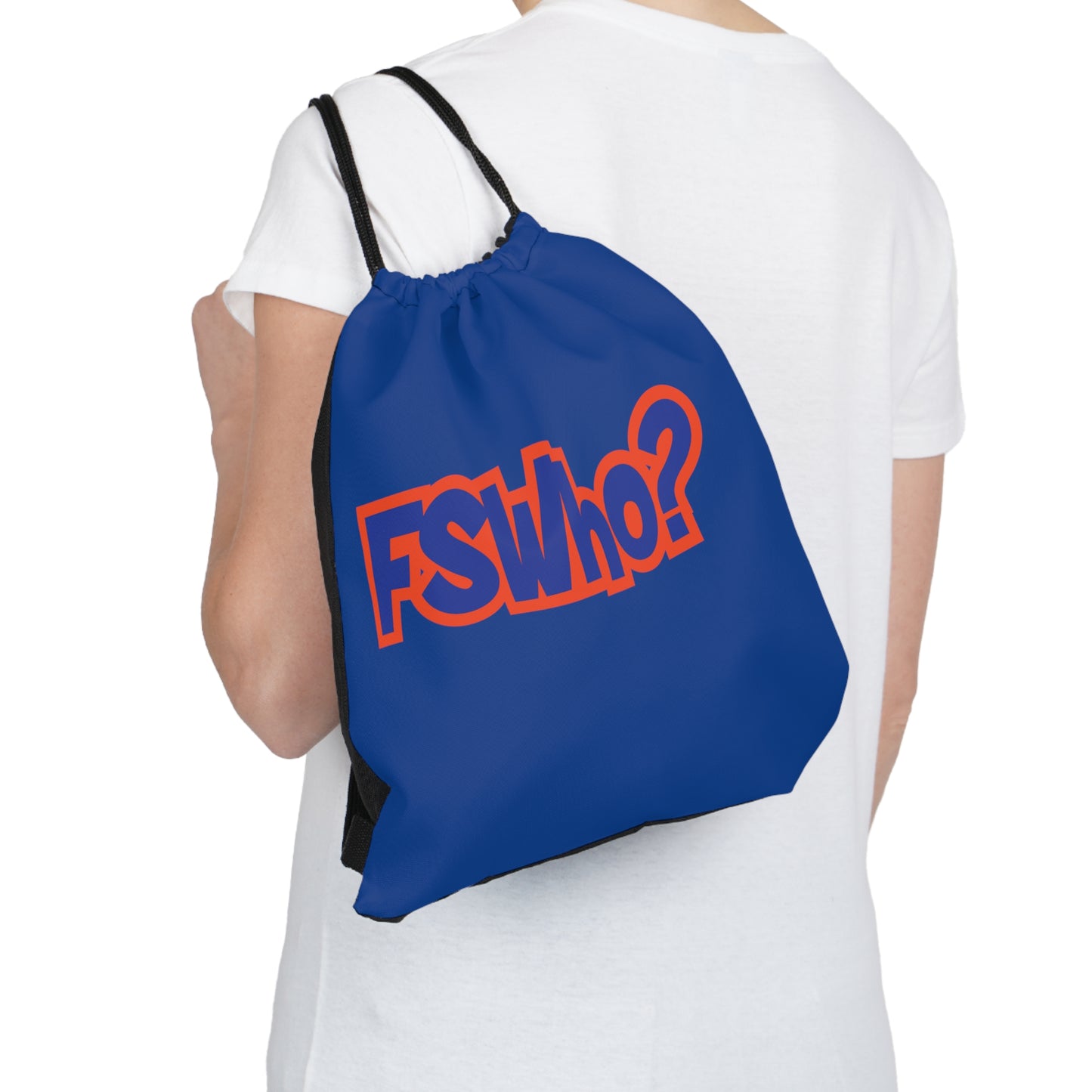 Outdoor Drawstring Bag FSWho w/? Blue Lettering (Blue)