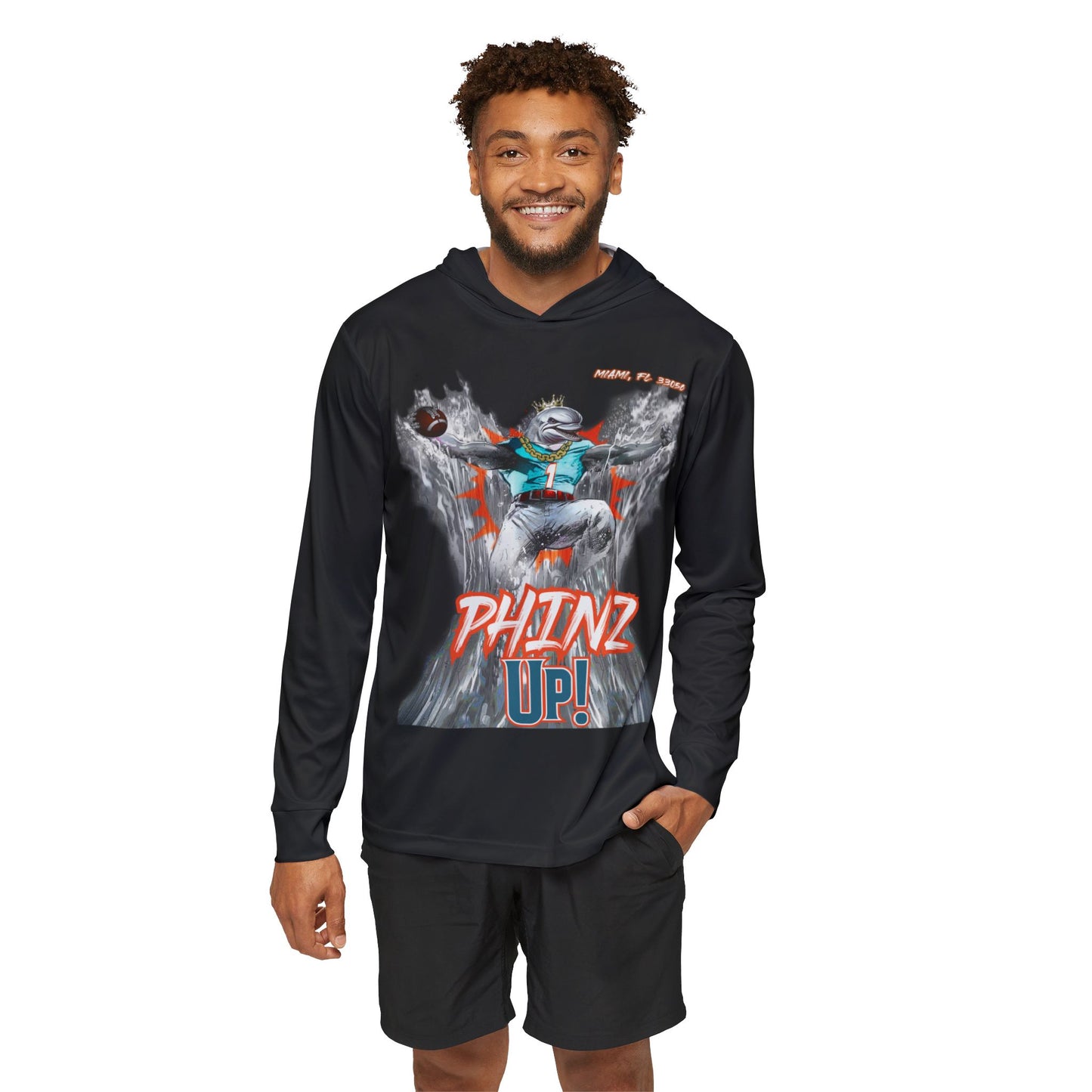 Phinz Up (V3 / Black) Men's Sports Warmup Hoodie (AOP)