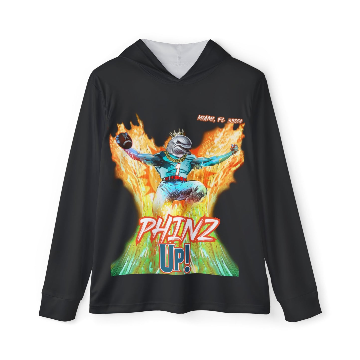 Phinz Up (V2 / Black) Men's Sports Warmup Hoodie (AOP)